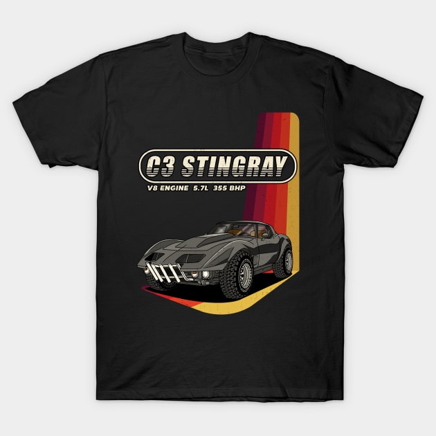 Chevy Corvette Stingray C3 Off-Road T-Shirt by Guyvit